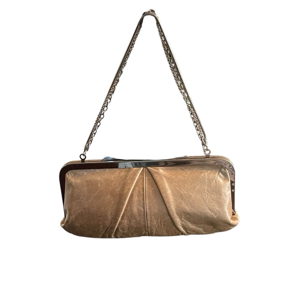 HOBO Int'l Vintage Hayley Natural Tan Leather Convertible Chain Wallet Wristlet